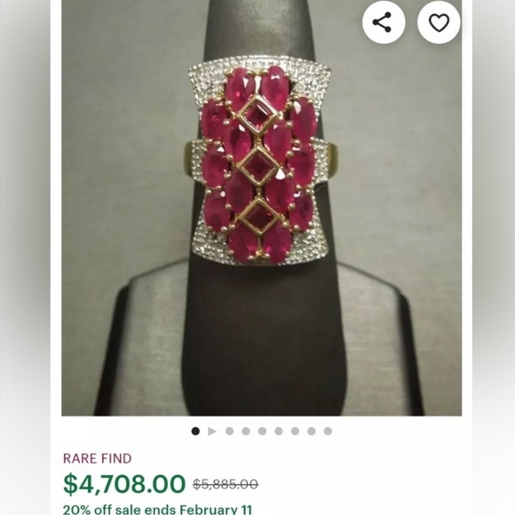 Watch Video / Heirloom 14K Gold Ruby and Diamond Cocktail Ring - Picture 3 of 13